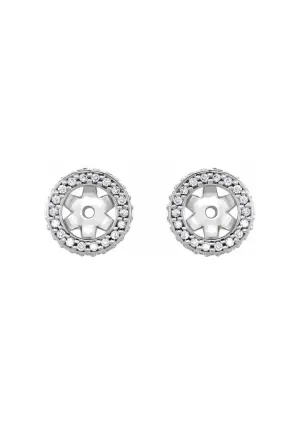 14K White Gold Halo Diamond Earring Jackets