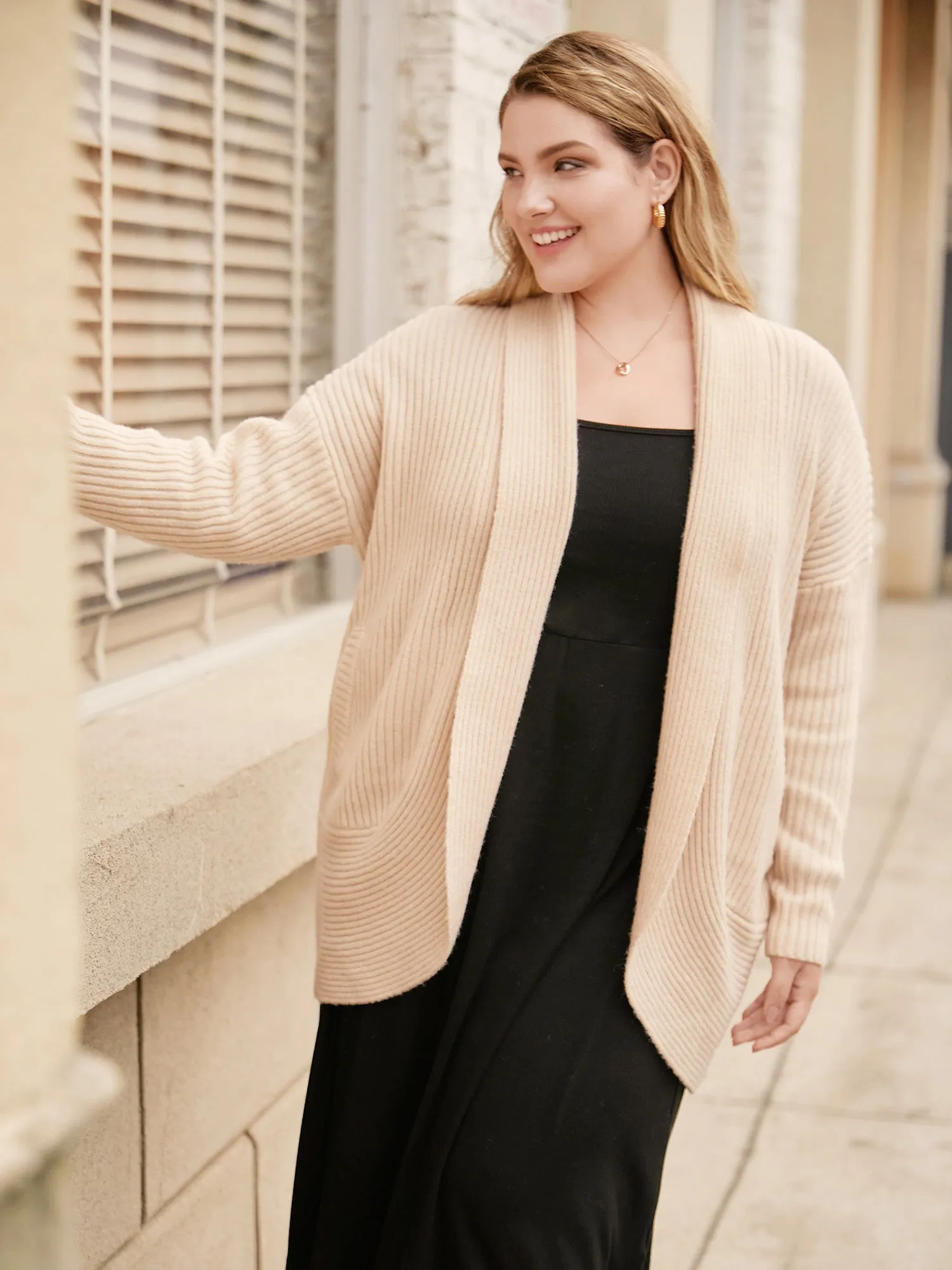 Airy Cozy Shawl Collar Open Cardigan