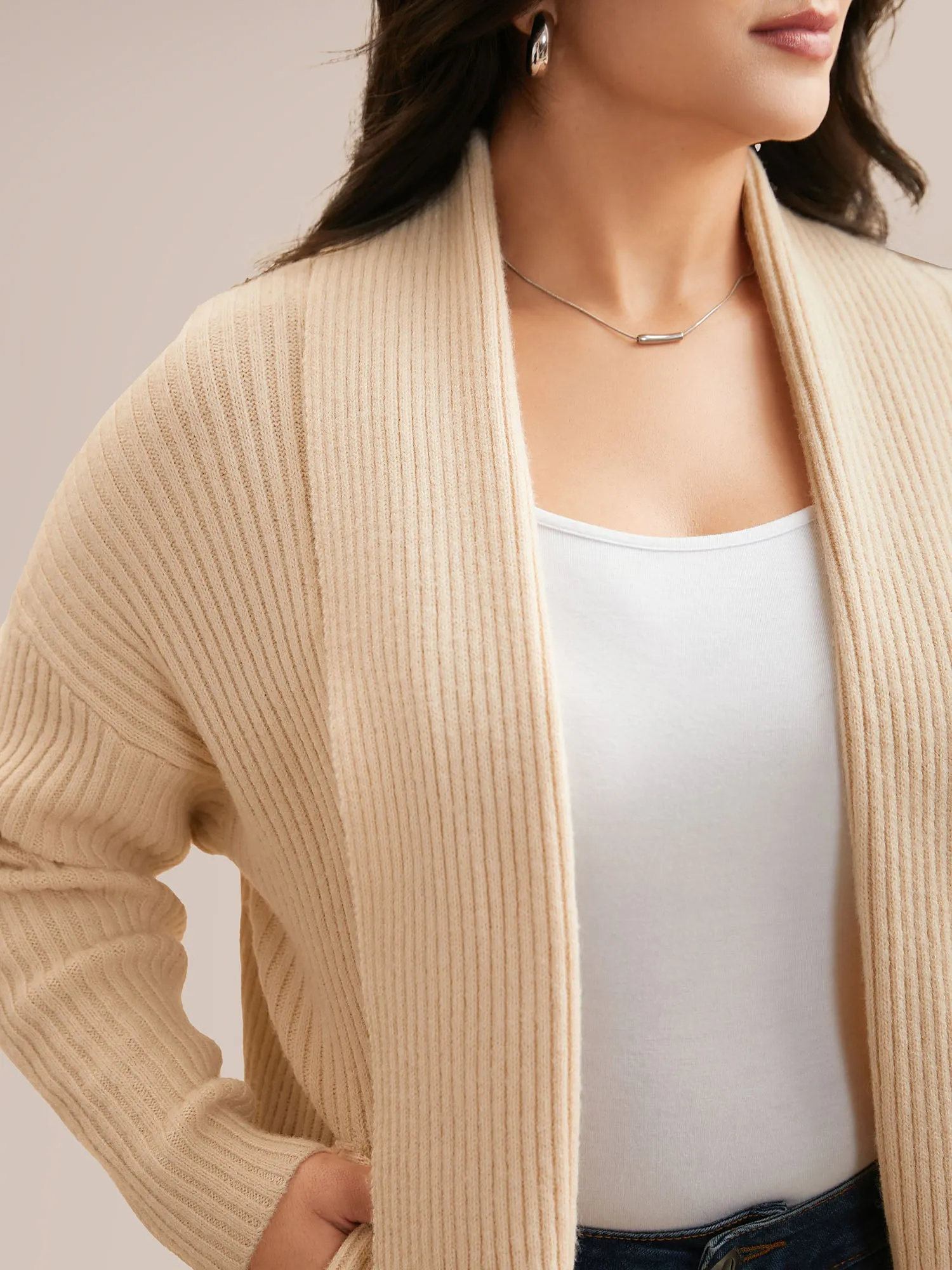 Airy Cozy Shawl Collar Open Cardigan