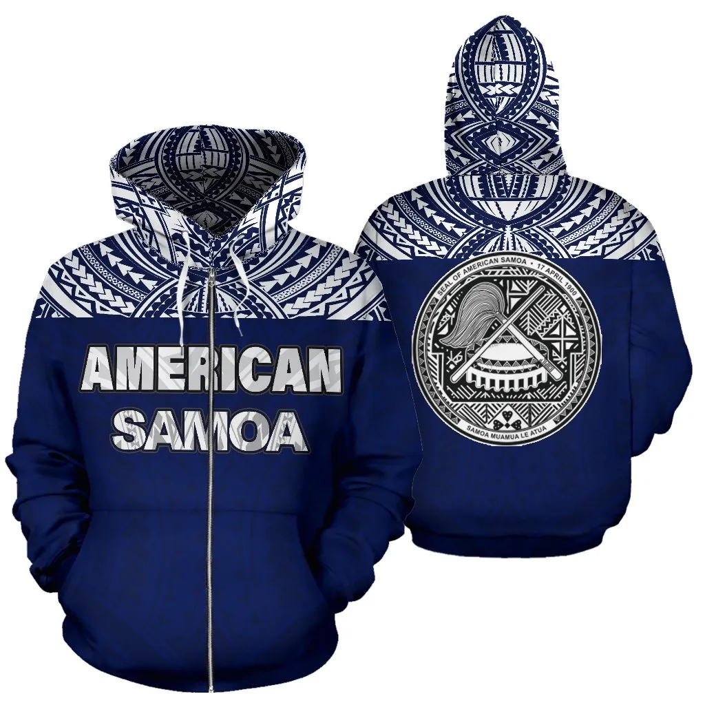 American Samoa Polynesian All Over Zip-Up Hoodie - Bn09