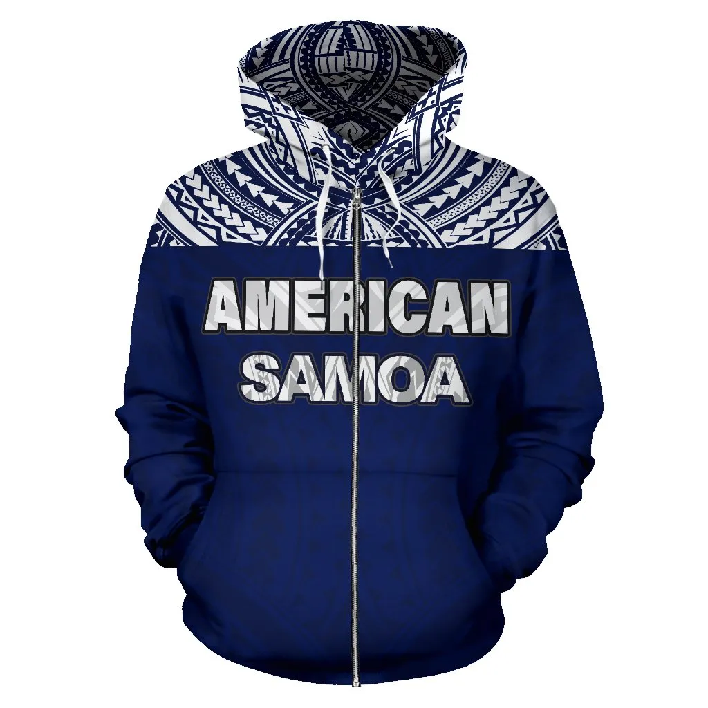 American Samoa Polynesian All Over Zip-Up Hoodie - Bn09