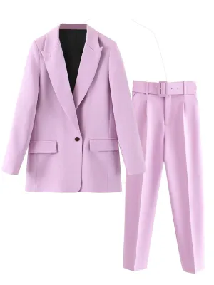 ASHORESHOP Women 2020 Fashion Office Wear Pockets Blazers Coat  and Pant