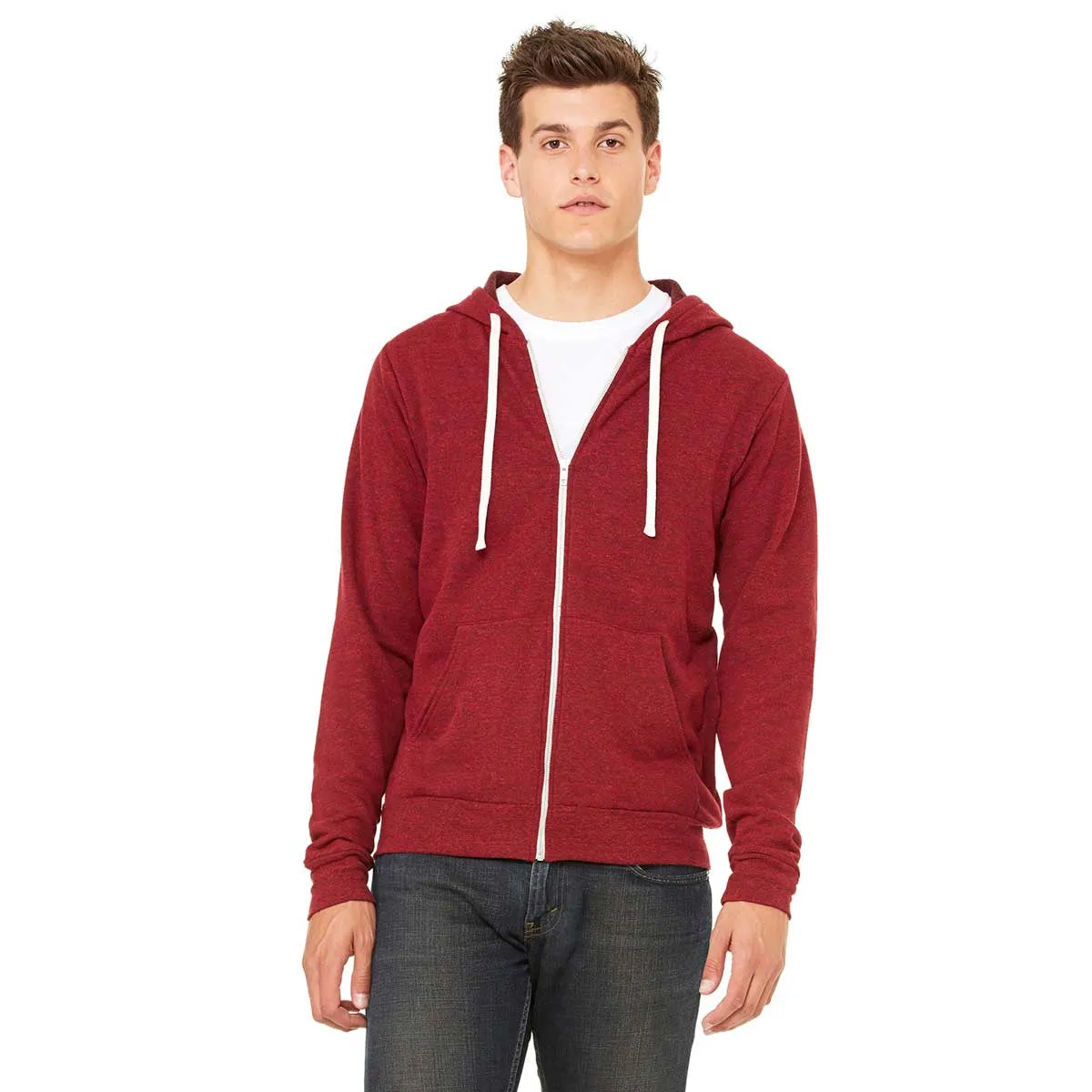 Bella   Canvas Unisex Cardinal Triblend Sponge Fleece Full-Zip Hoodie