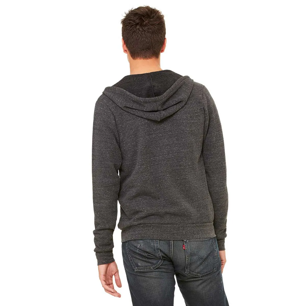 Bella   Canvas Unisex Charcoal-Black Triblend Sponge Fleece Full-Zip Hoodie