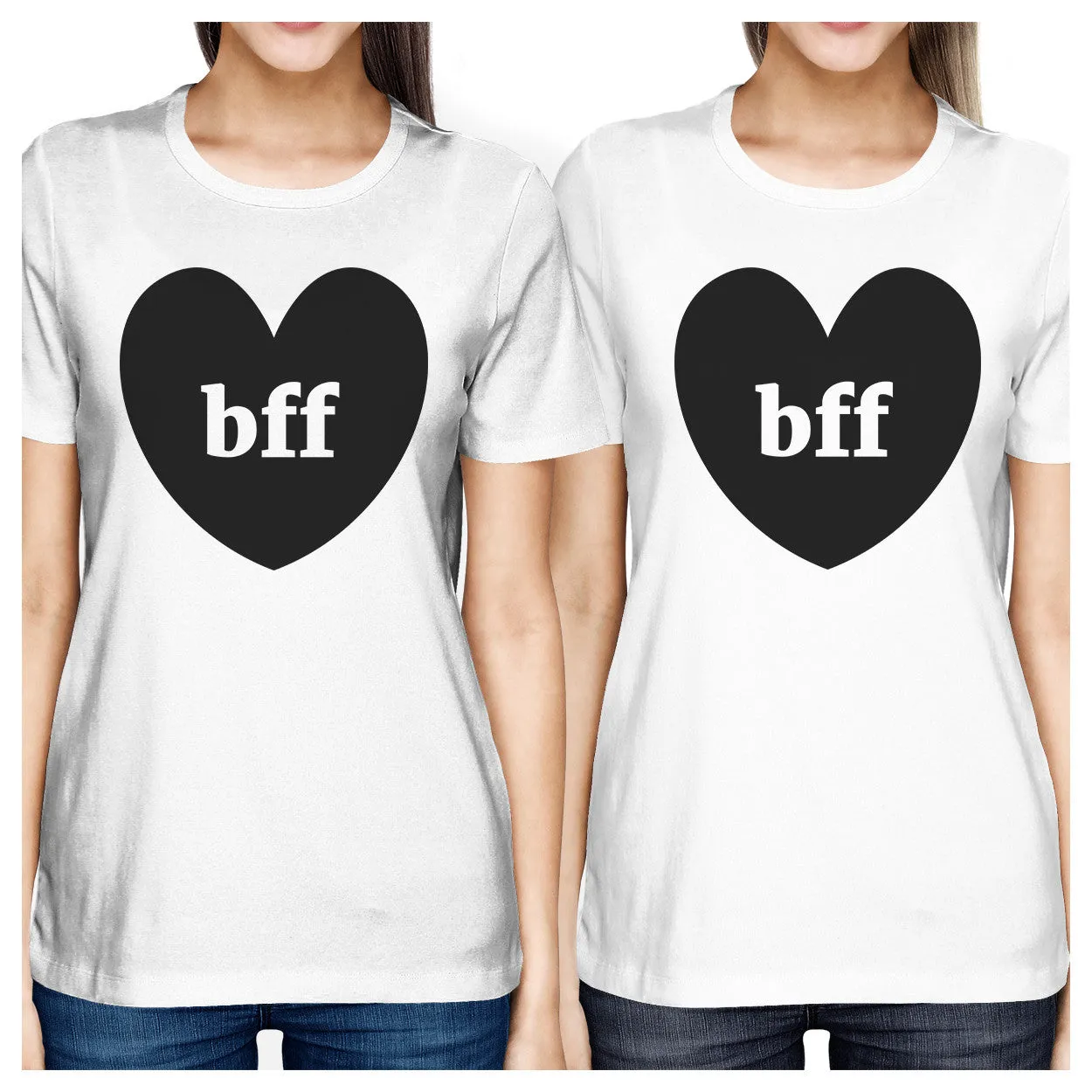 Bff Hearts BFF Matching White Shirts