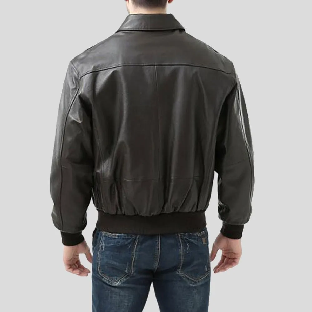 Black Bomber Leather Jacket