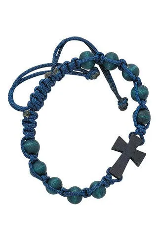 Blue Corded Cross Bracelet - UZBR854C