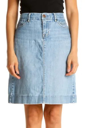 Blue Denim Chic A-Line Skirt