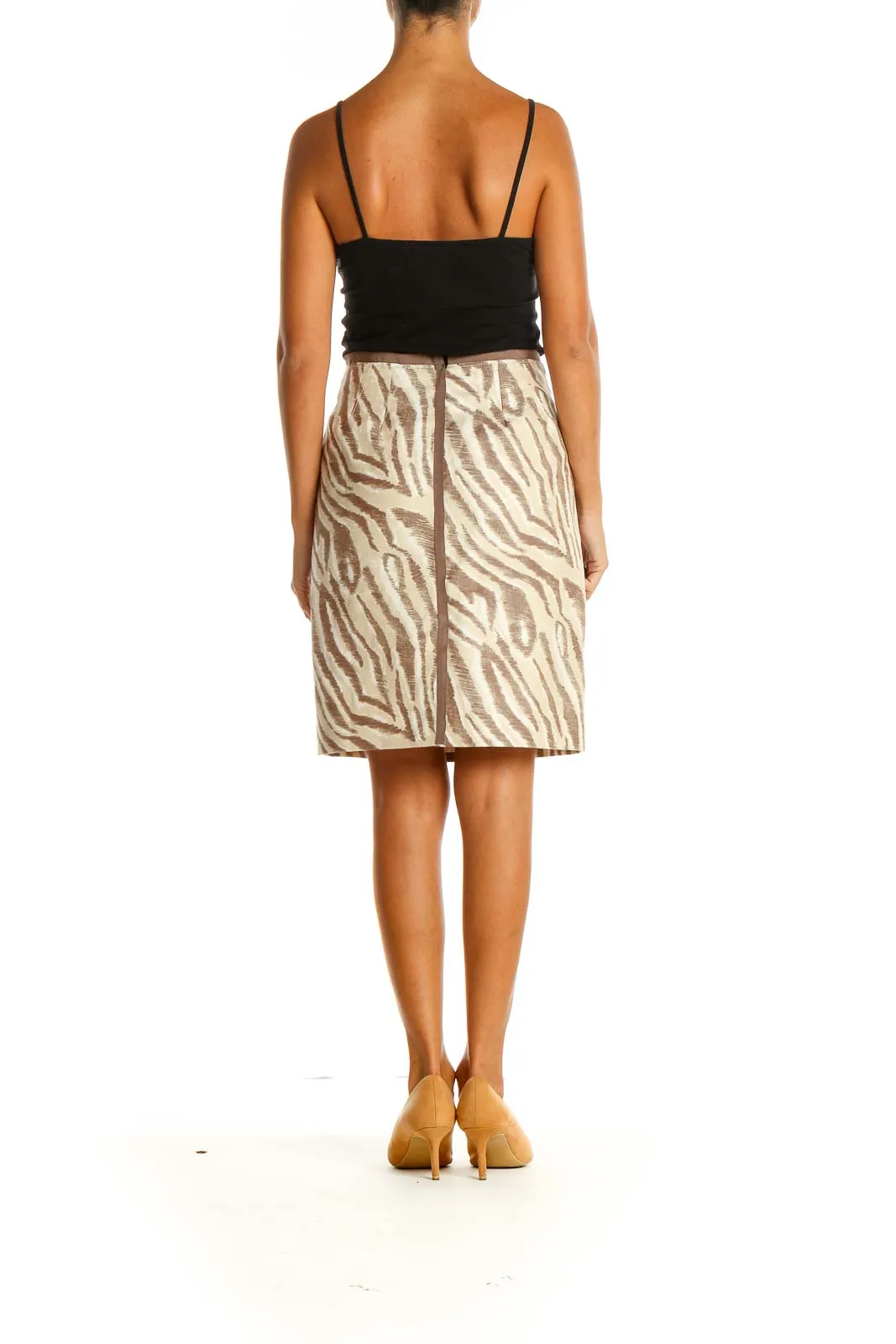 Brown Animal Print Chic Pencil Skirt