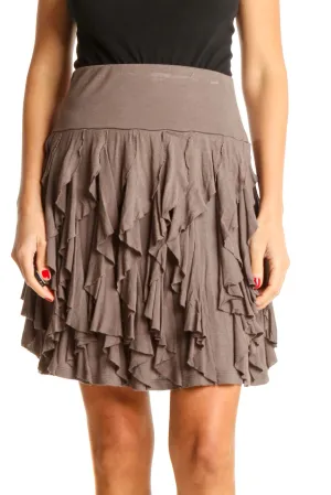 Brown Chic Flared Skirt