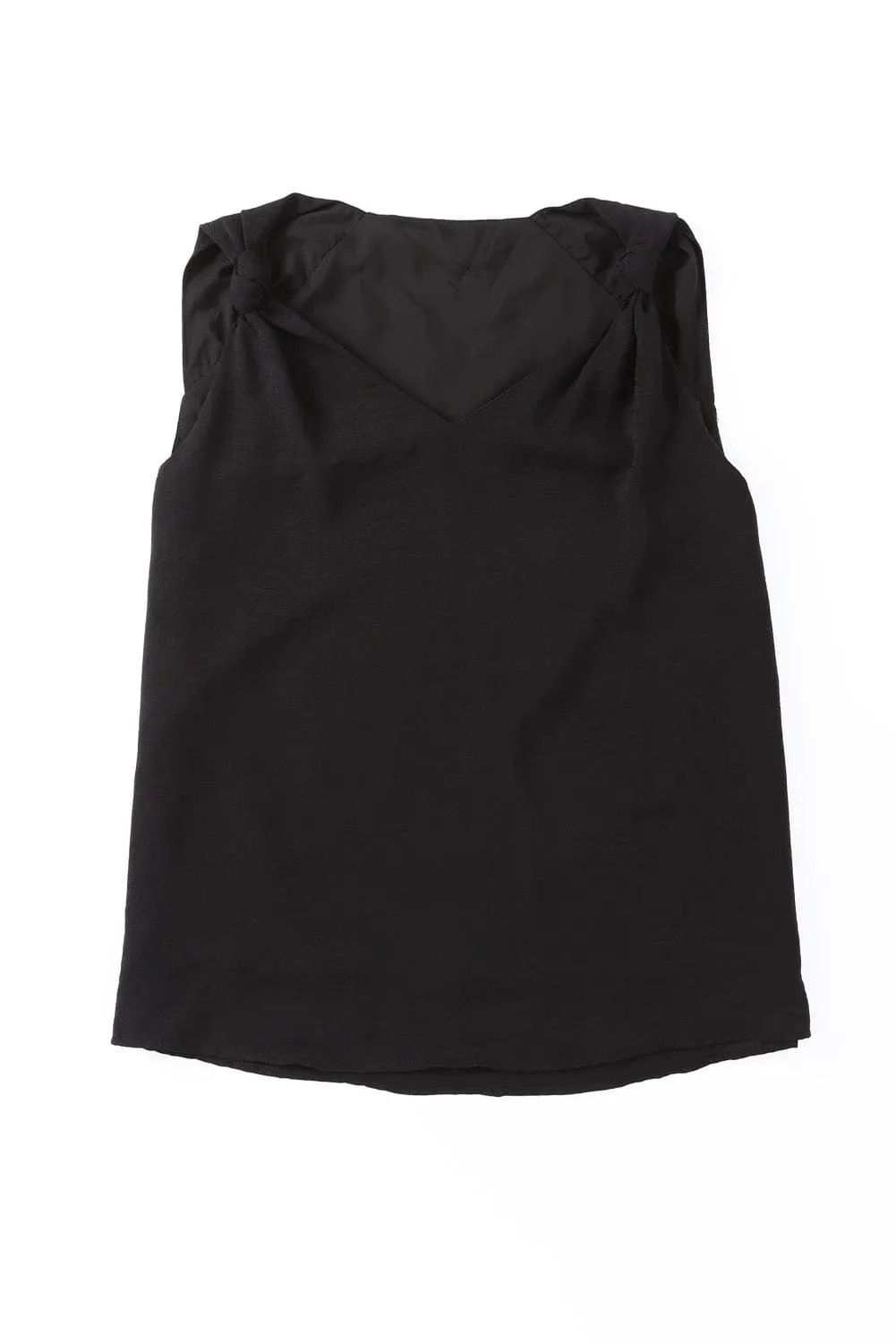 Business V Neck Knotted Shoulder Sleeveless Top