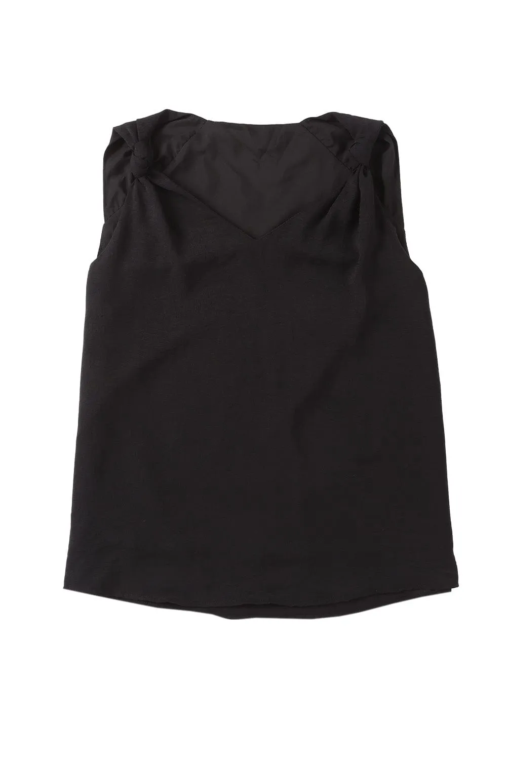 Business V Neck Knotted Shoulder Sleeveless Top