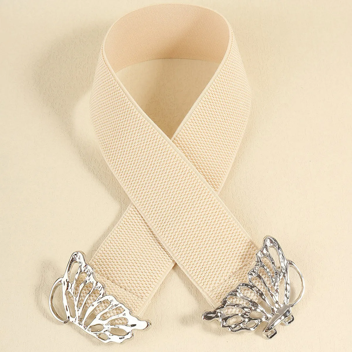 Butterfly Design Alloy Buckle Elastic Waist Belt