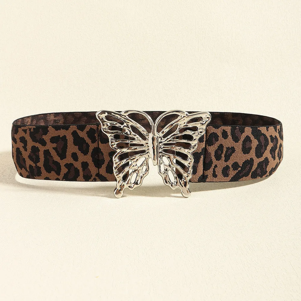 Butterfly Design Alloy Buckle Elastic Waist Belt