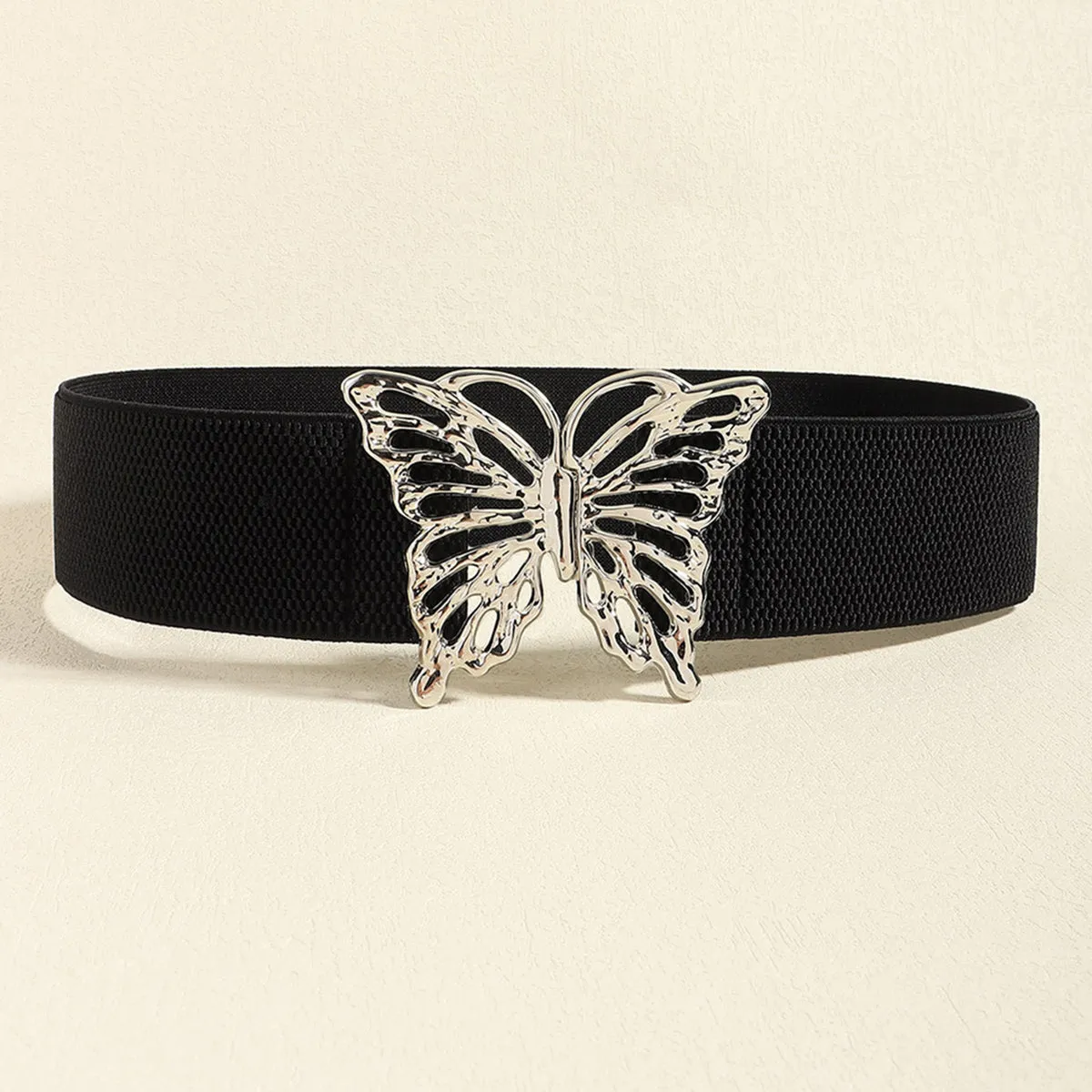 Butterfly Design Alloy Buckle Elastic Waist Belt