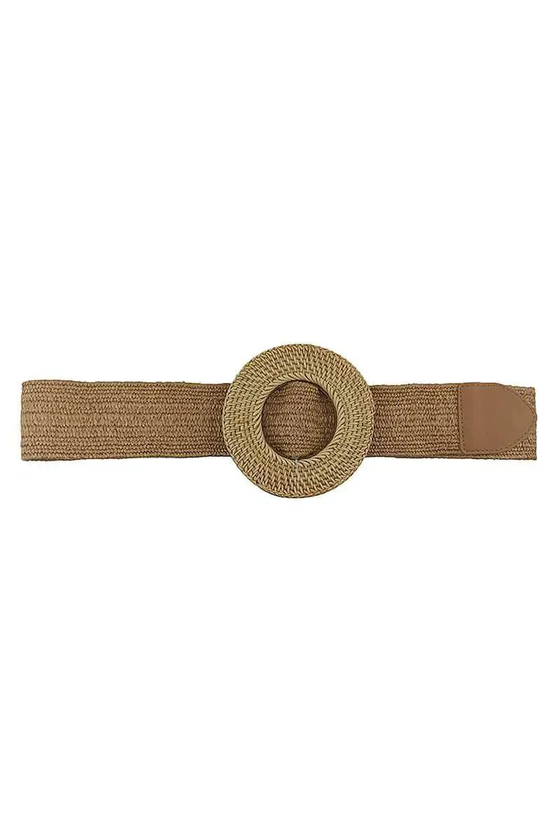 Chic Contemporary Straw Circle Belt