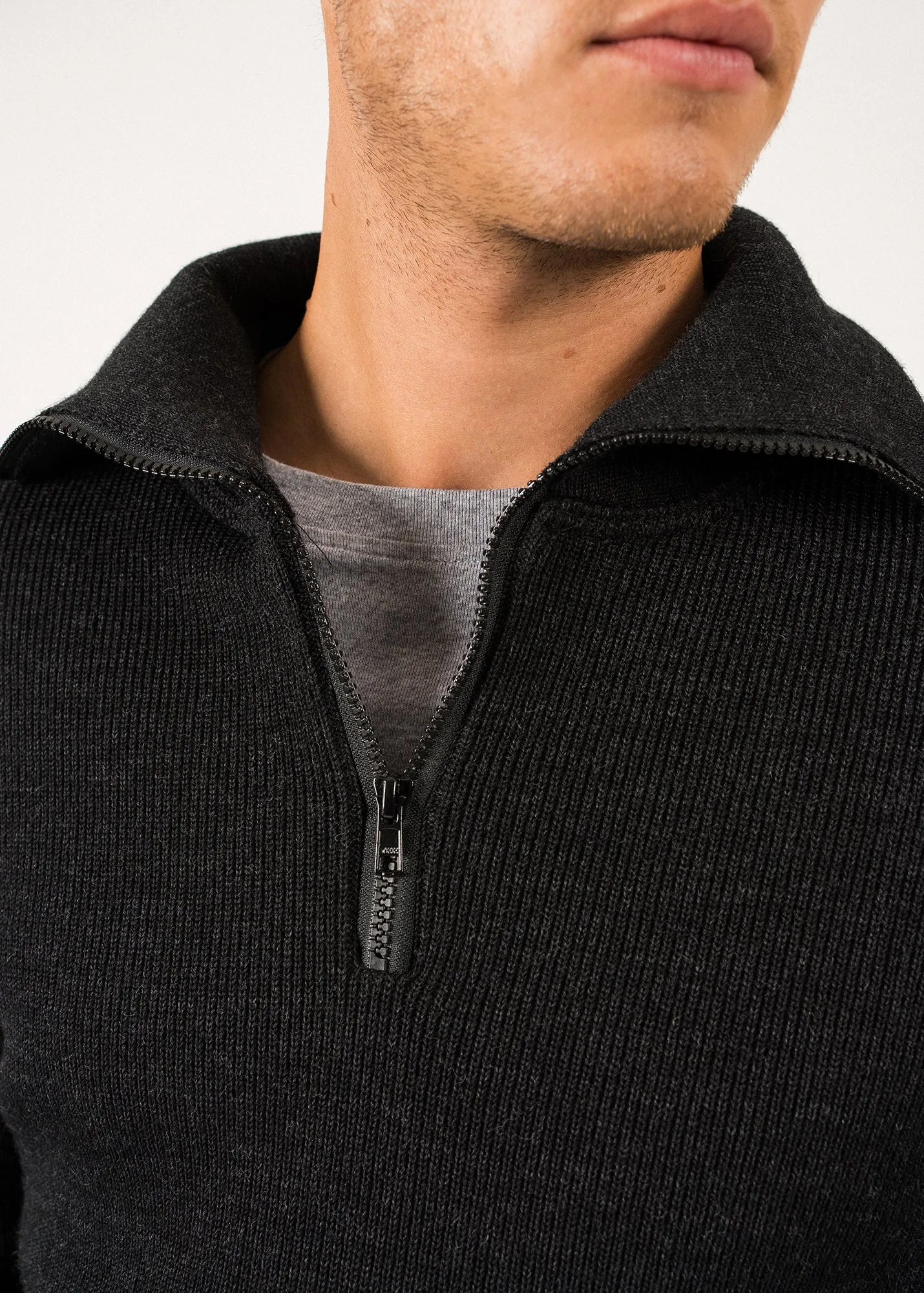 COTENTIN - Quarter Zip Trucker Sweater (DARK GRAY)