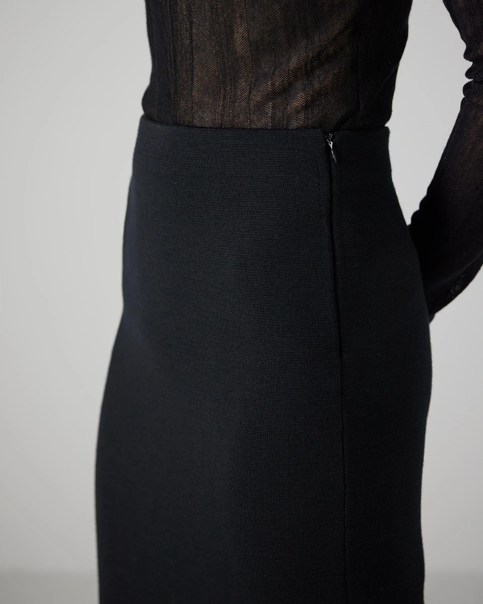 Daphne Skirt in Merino Wool, Black