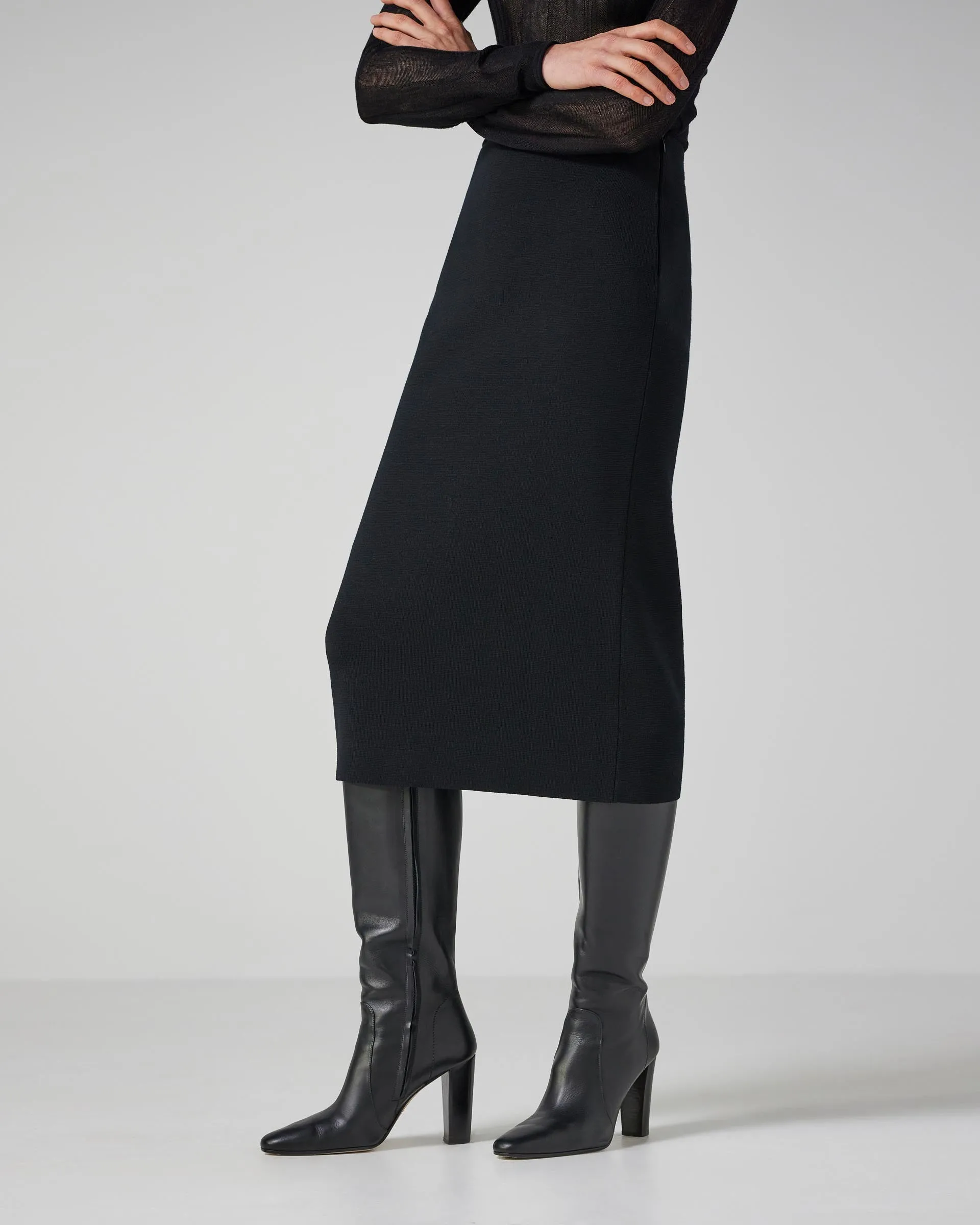 Daphne Skirt in Merino Wool, Black