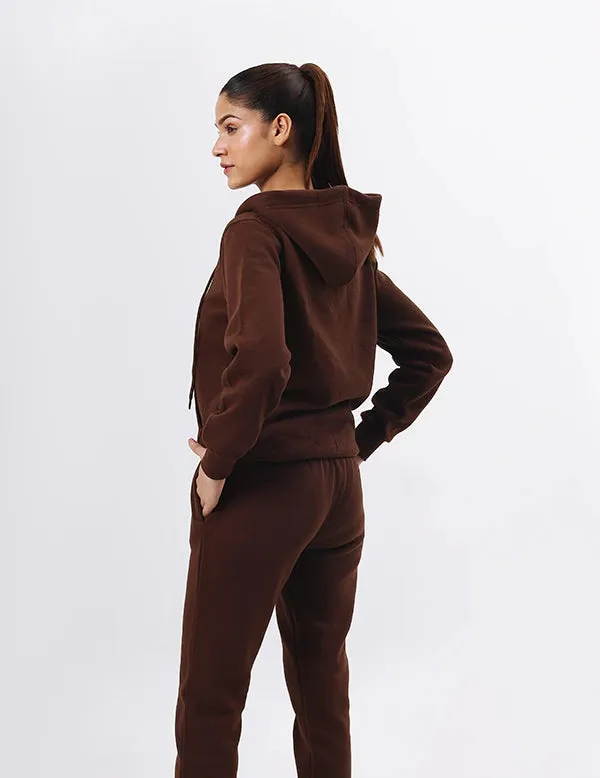 Dark Brown Women's Casual Tracksuit  Hoodie & Trousers