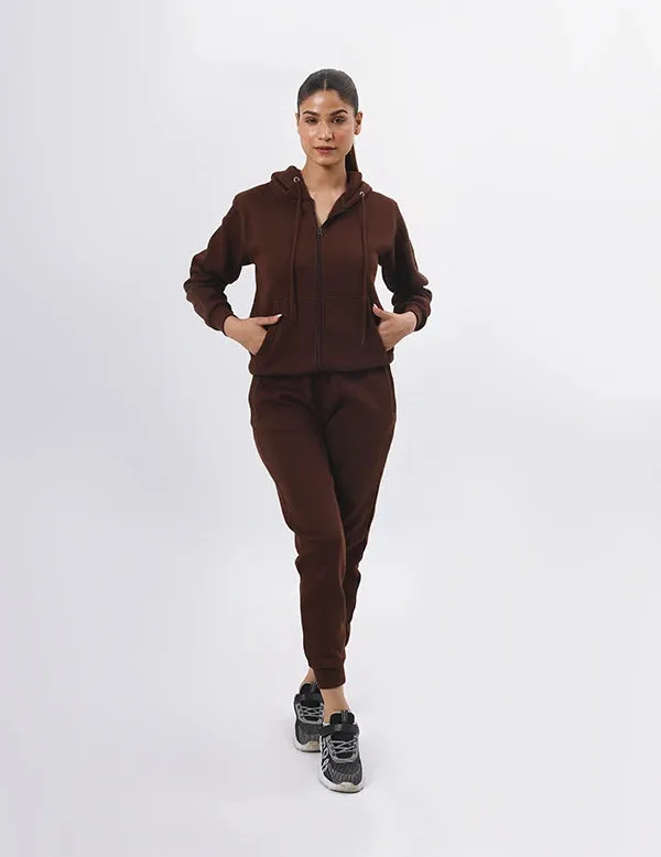 Dark Brown Women's Casual Tracksuit  Hoodie & Trousers