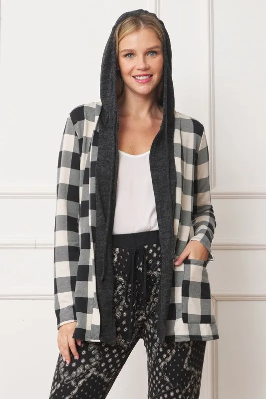 EG FASHION Buffalo Plaid Hooded Cardigan (only Cardi)