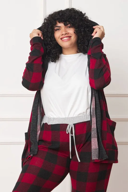 EG FASHION Buffalo Plaid Hooded Cardigan (only Cardi)