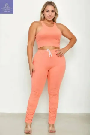 Flamingo Plus Size Crop Tank Set