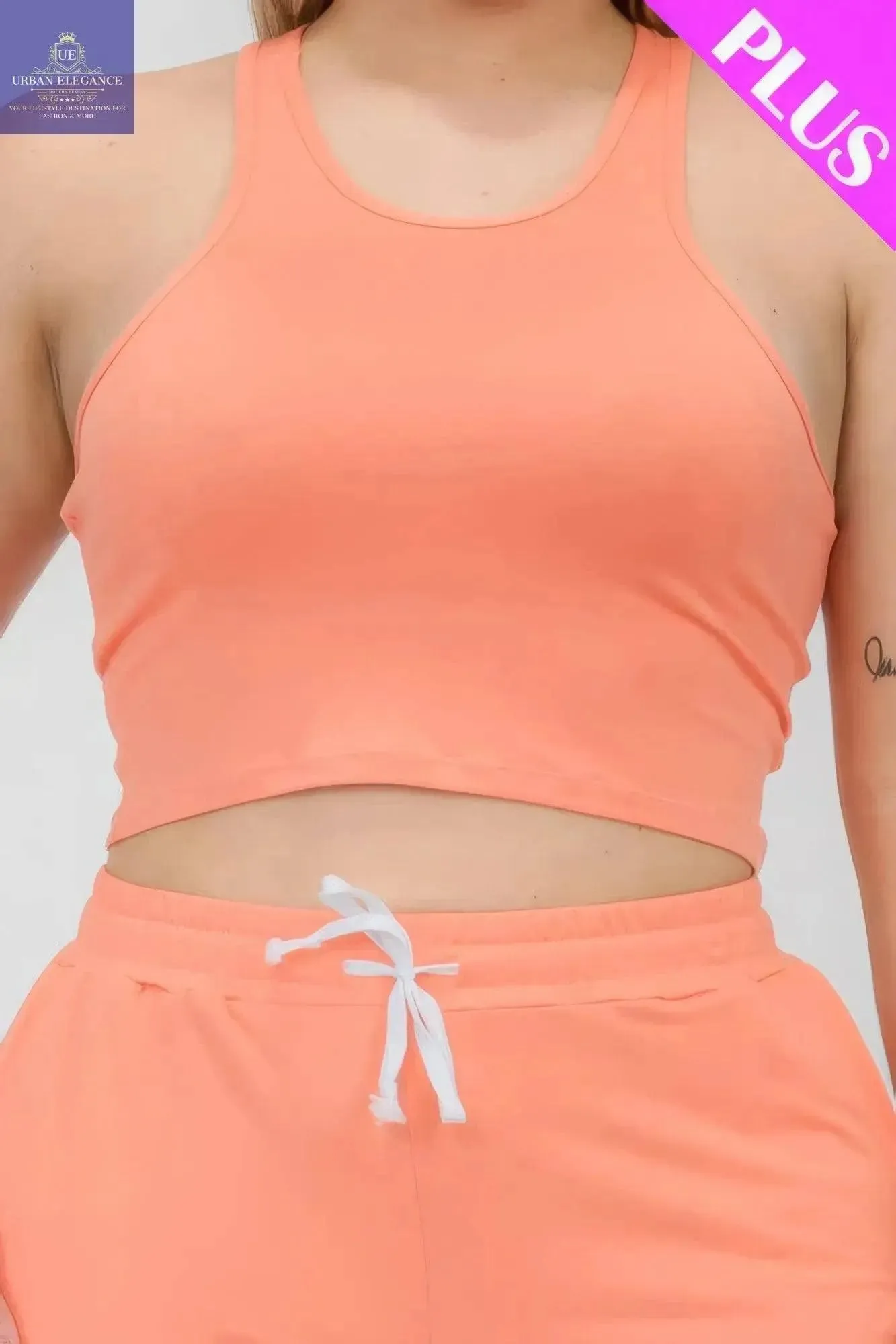 Flamingo Plus Size Crop Tank Set