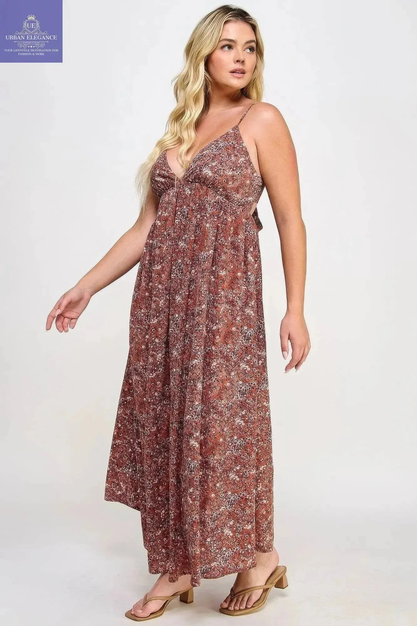 Floral Maxi Dress With Tie Back