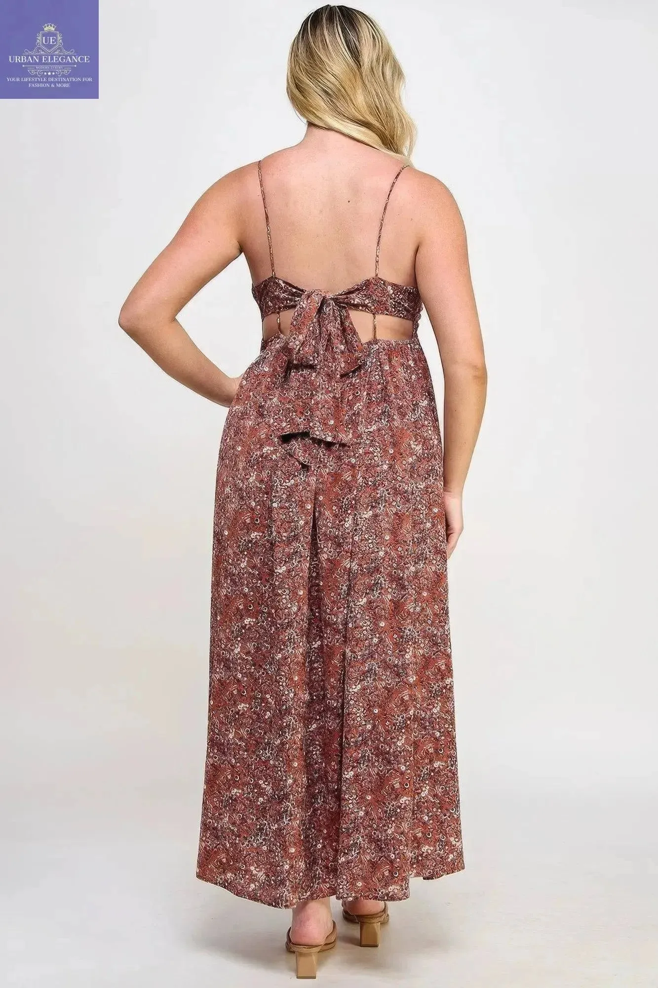 Floral Maxi Dress With Tie Back