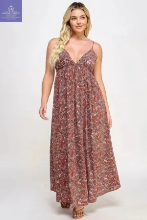 Floral Maxi Dress With Tie Back