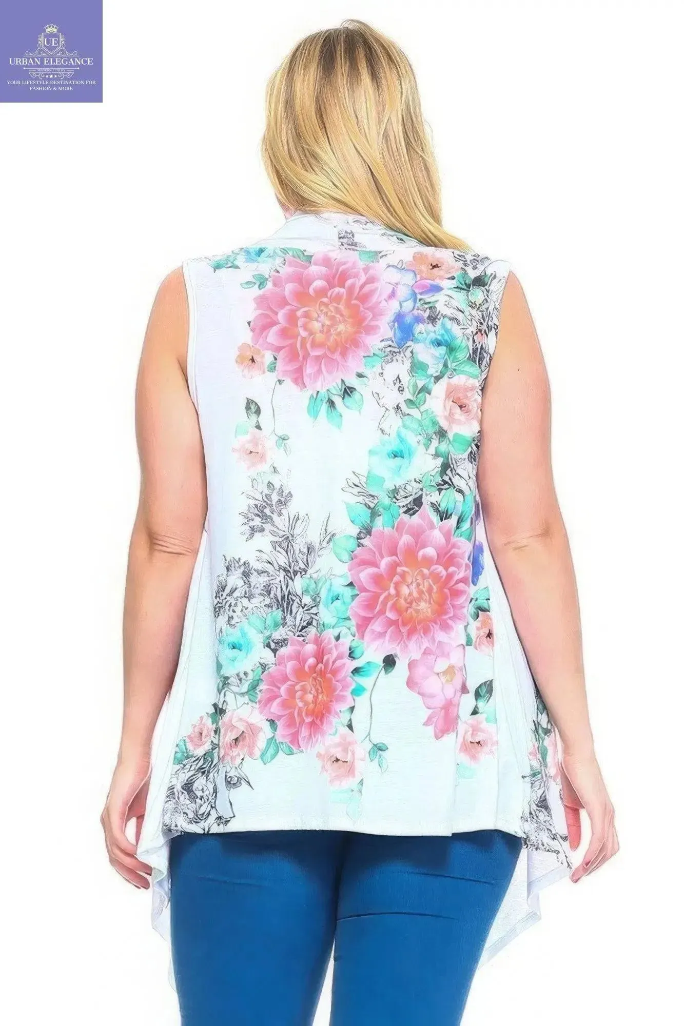 Floral Print Asymmetric Hem Vest