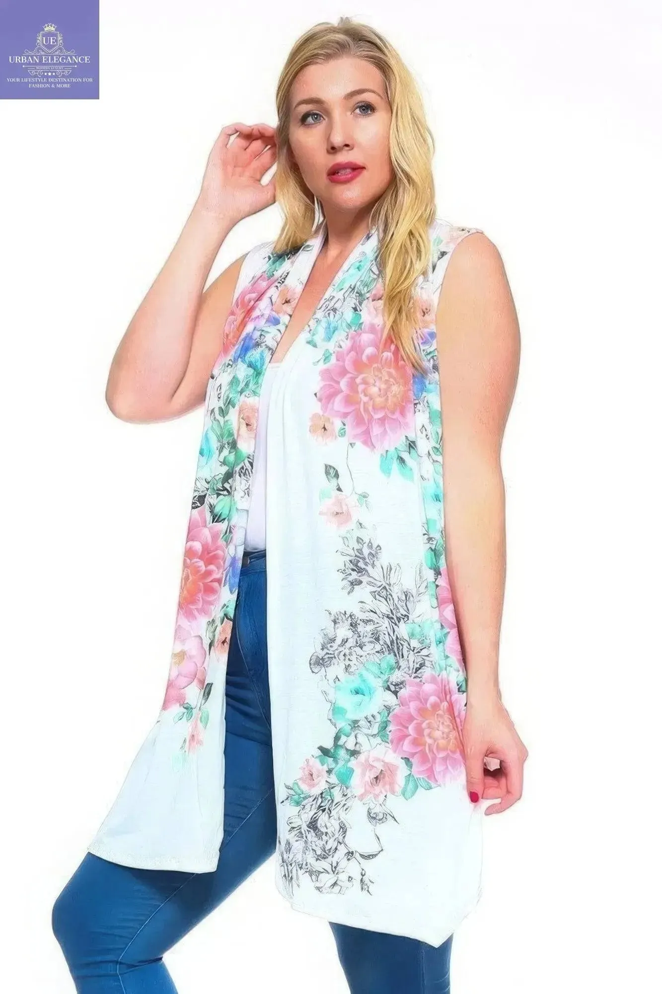 Floral Print Asymmetric Hem Vest