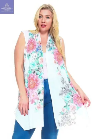 Floral Print Asymmetric Hem Vest