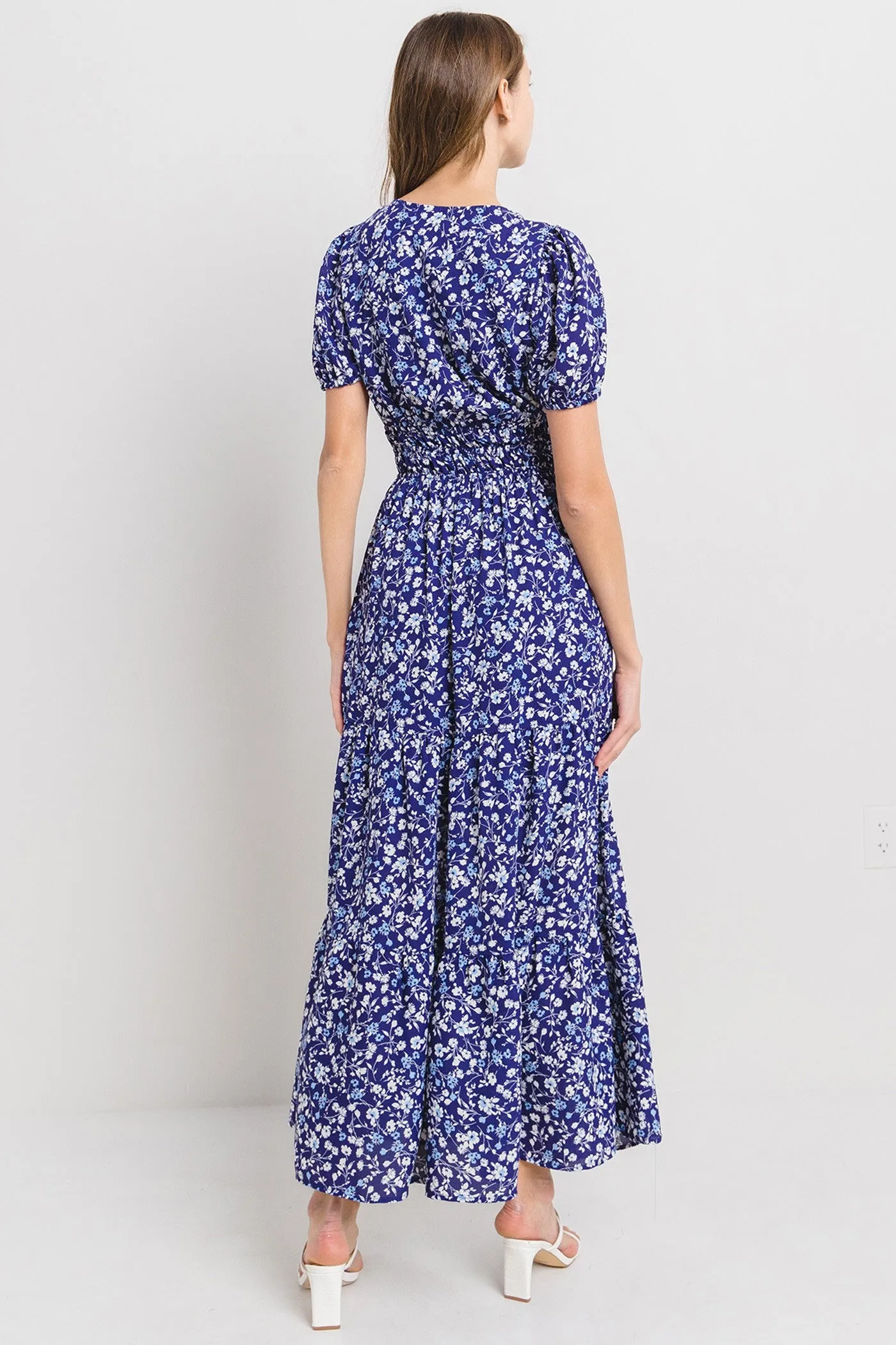 Floral Print Tiered Maxi Dress