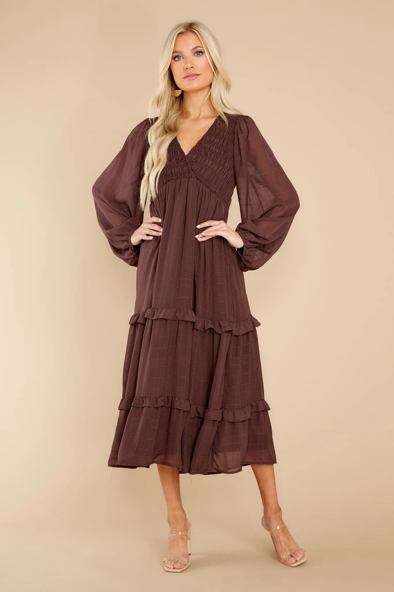 Genuine Beauty Brown Multi Midi Dress