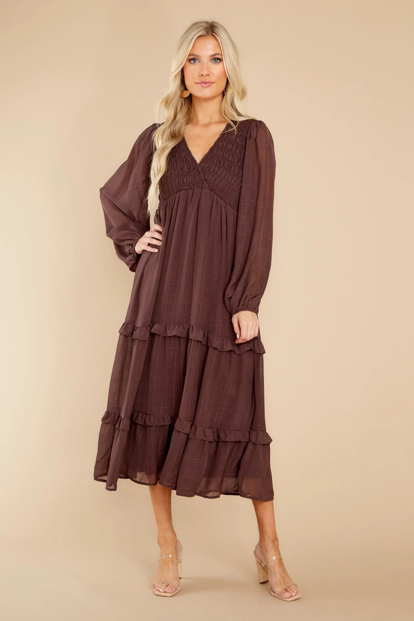 Genuine Beauty Brown Multi Midi Dress