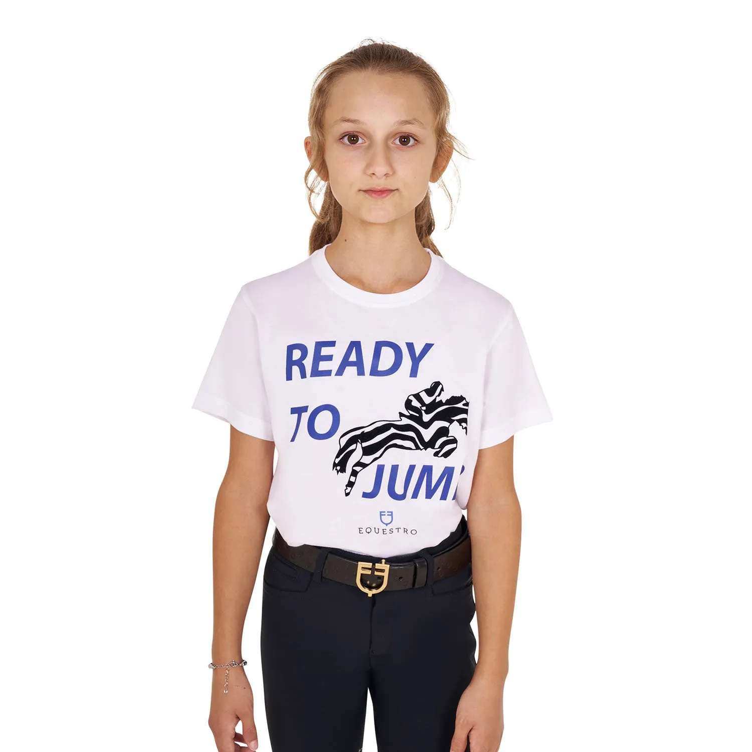 Girl's Cotton T-Shirt Ready to Jump