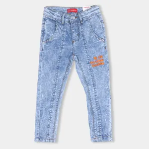 Girls Pant Denim Be The Pollution EMB - Mid Blue