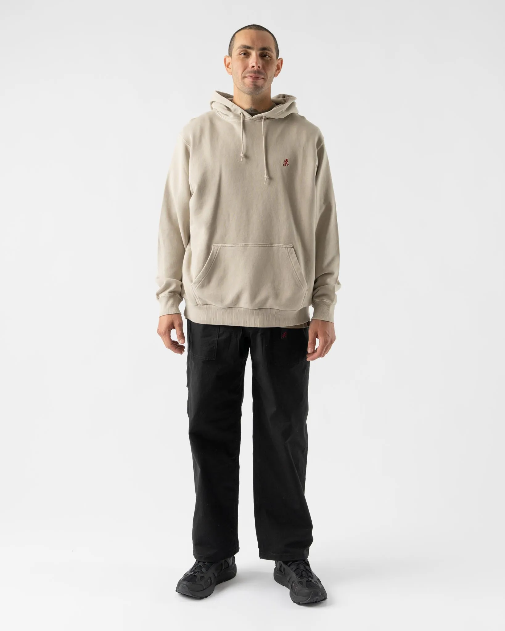 Gramicci One Point Hooded Sweatshirt in Oatmeal Pigment