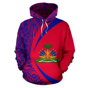 Haiti Flag Polynesian Hoodie - Circle Style 01 - J4