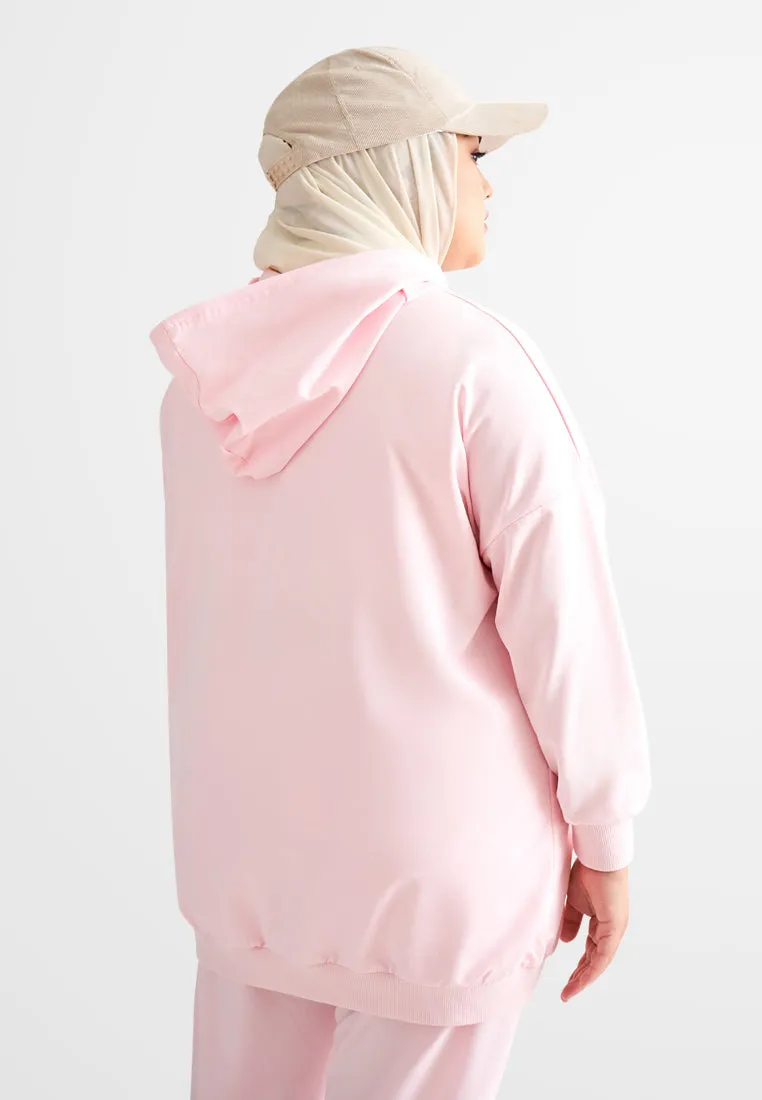 Halsey Long Sleeve Hoodie Top - Pink