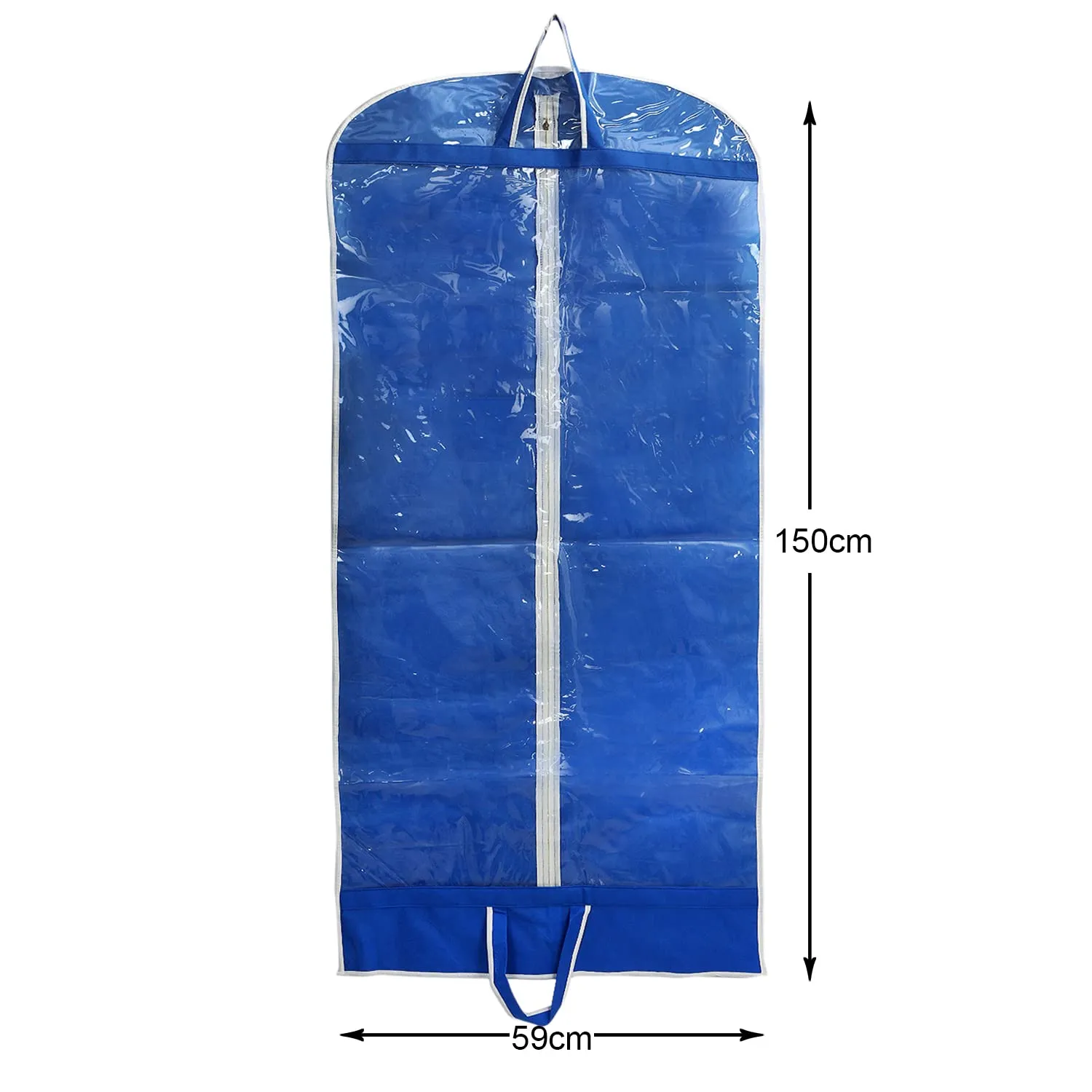 Heart Home Multiuses Non Woven Dust & Moistureproof Long Tranasparent Garment Cover With Zipper- Pack of 2 (Blue)-47HH01266