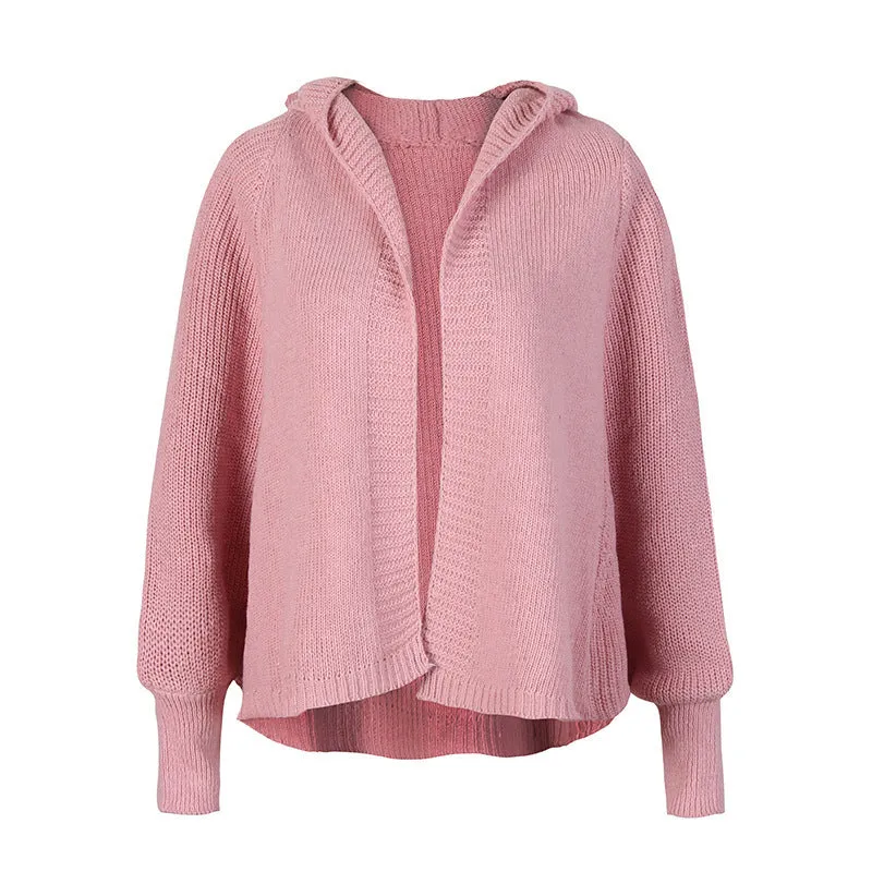 Hooded Cardigan Knit Jacket Wholesale Women Clothing