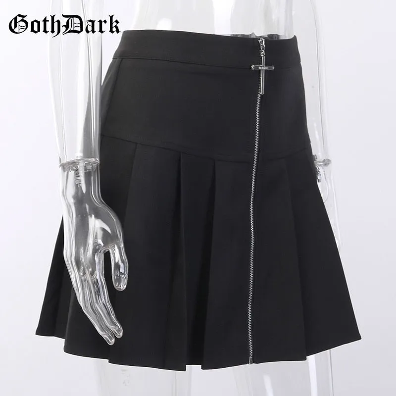 Hot Goth Dark Gothic Vintage Punk Black Skirts For Women Pleated Skirt Emo Egirl Punk Grunge Chic