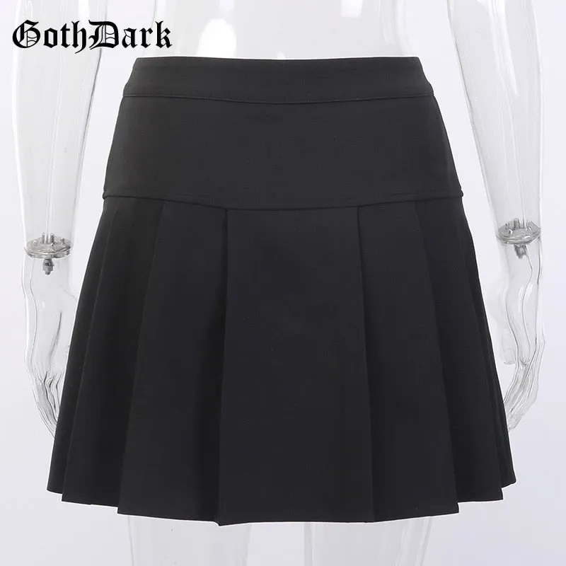 Hot Goth Dark Gothic Vintage Punk Black Skirts For Women Pleated Skirt Emo Egirl Punk Grunge Chic