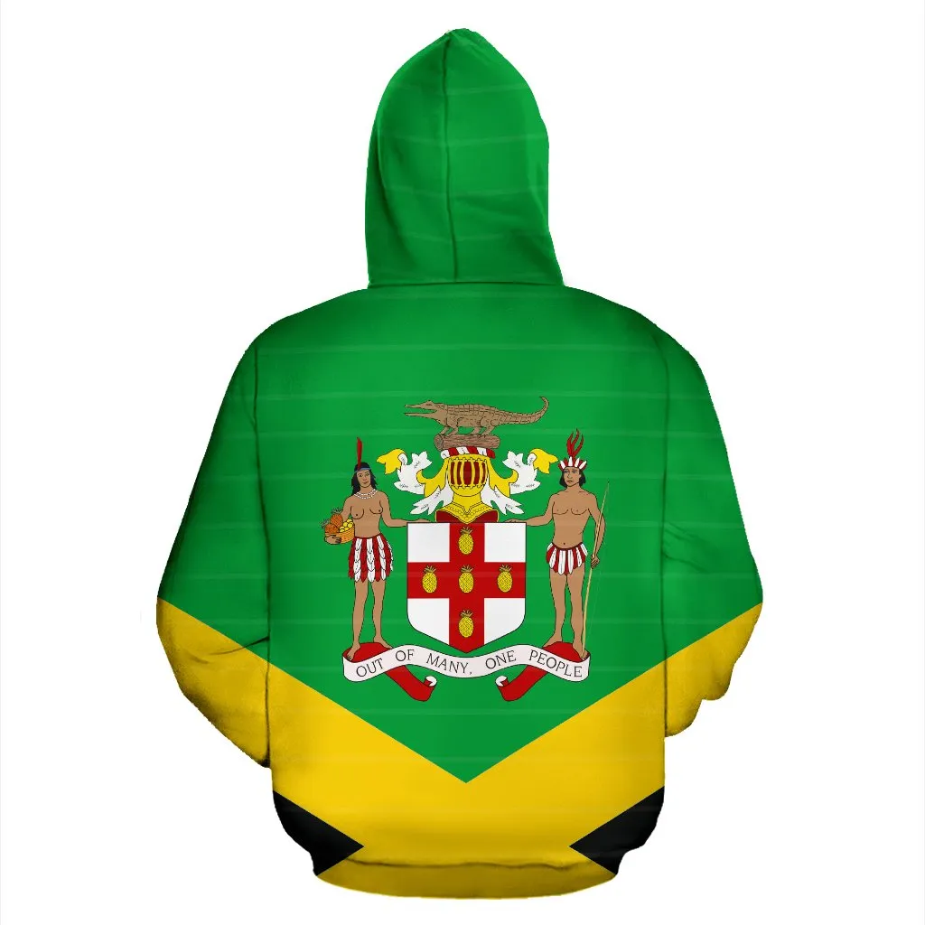 Jamaica Hoodie Coat Of Arms Flag Color Zip-Up Th5