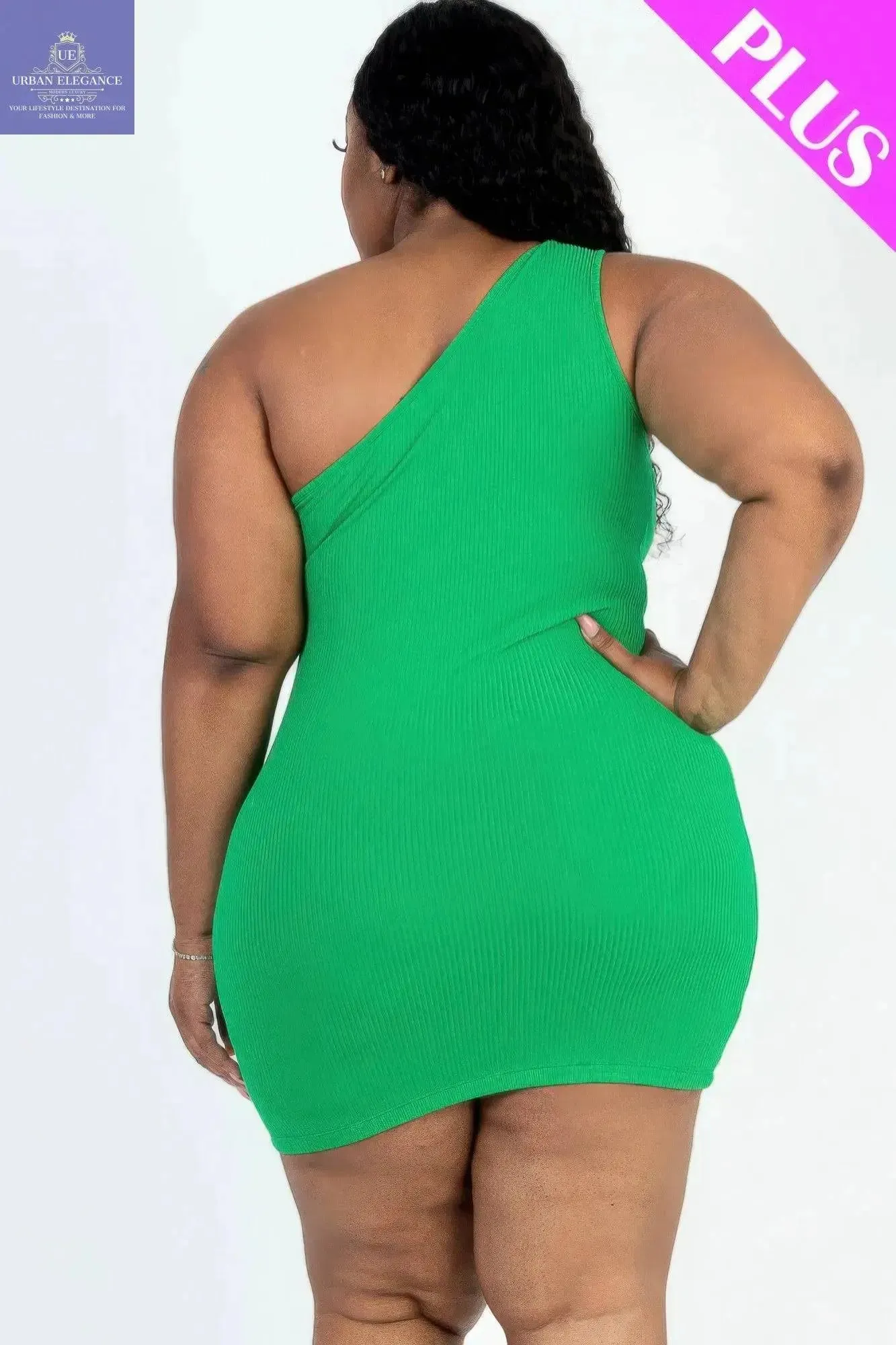 Kelly Green One Shoulder Plus Size Bodycon Dress