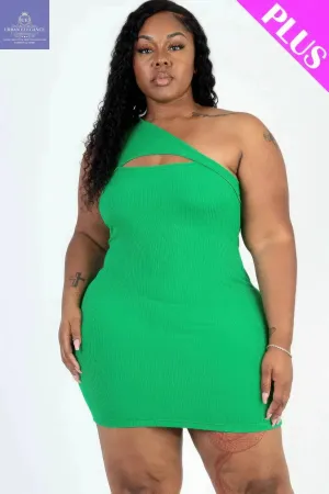 Kelly Green One Shoulder Plus Size Bodycon Dress